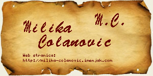 Milika Čolanović vizit kartica